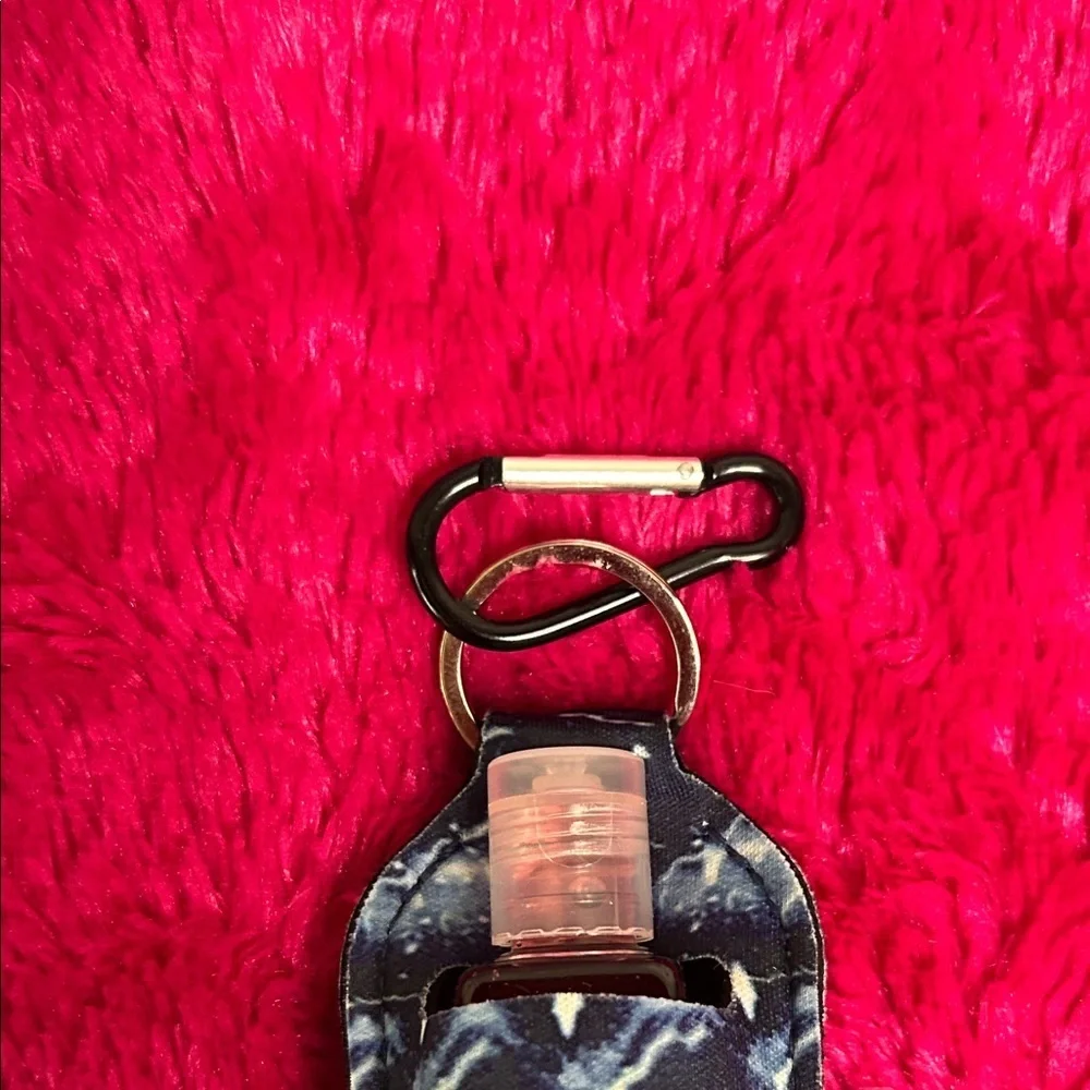 Black and White Keychain Hand Sanitizer Holder with hand sanitizer